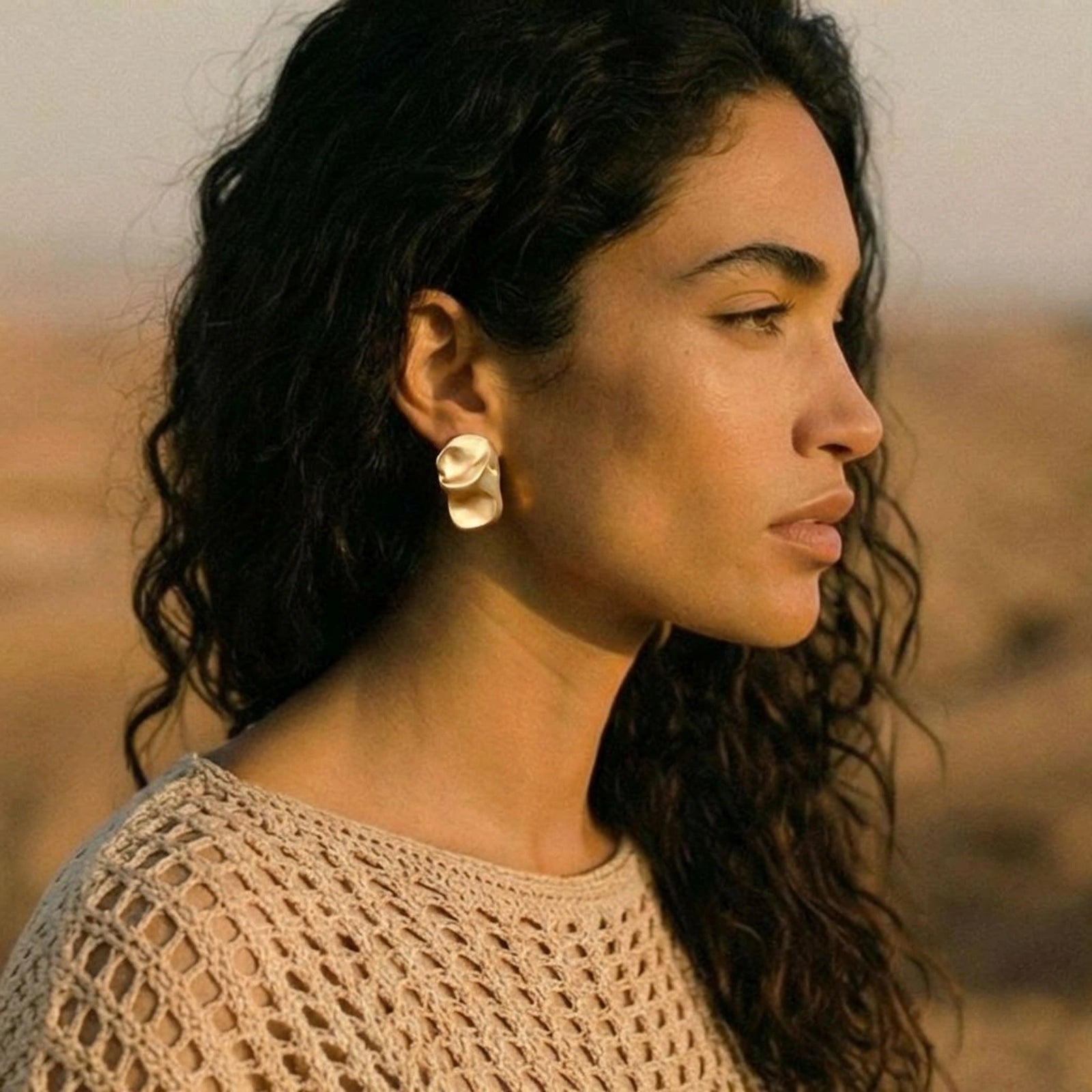 Boucles d'Oreilles Vague Fluide