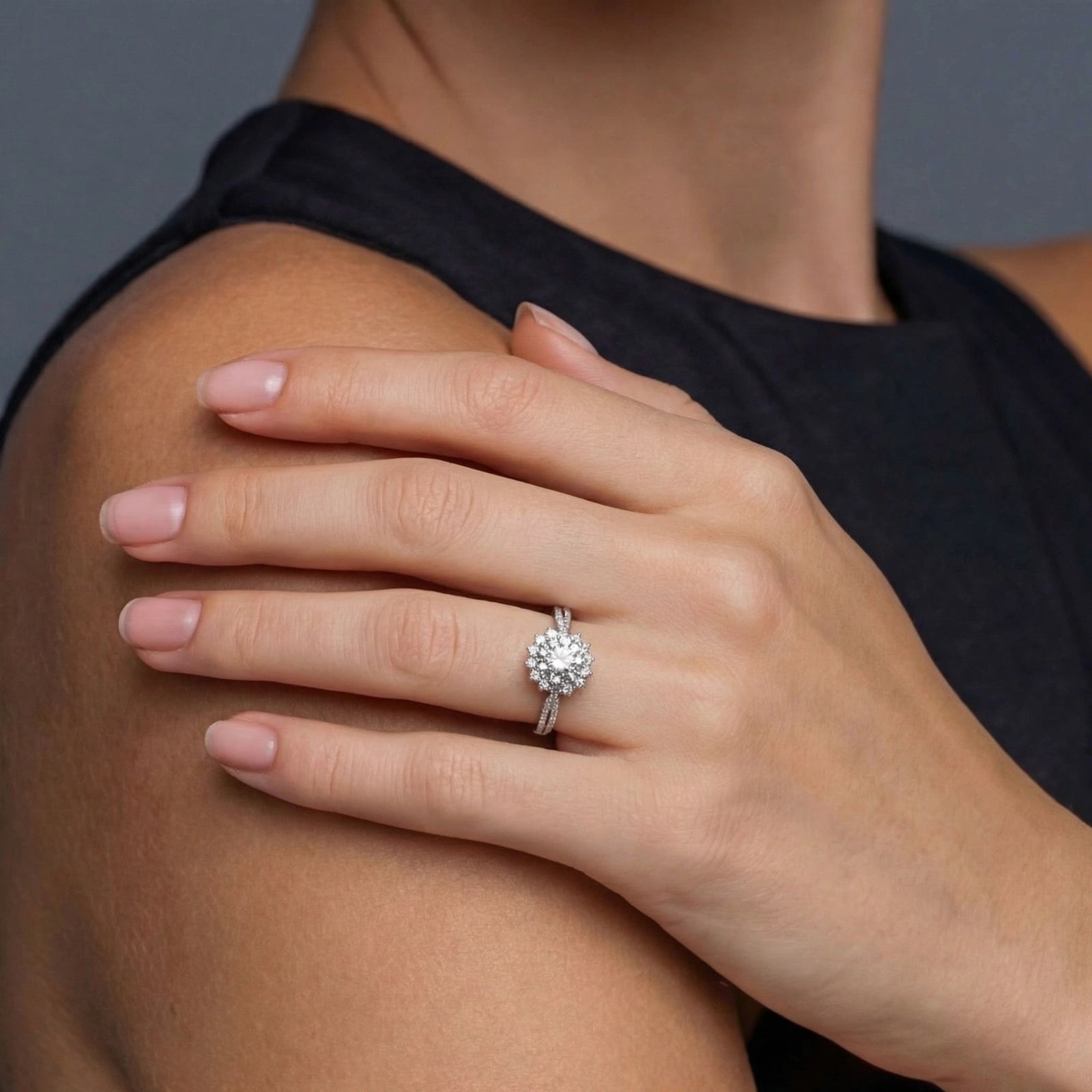 Bague Halo Stellaire Moissanite