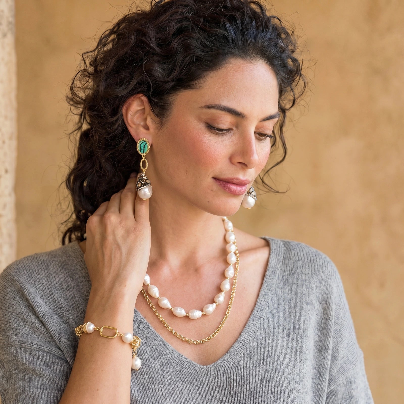 Boucles d'Oreilles Pendantes Perles Baroques