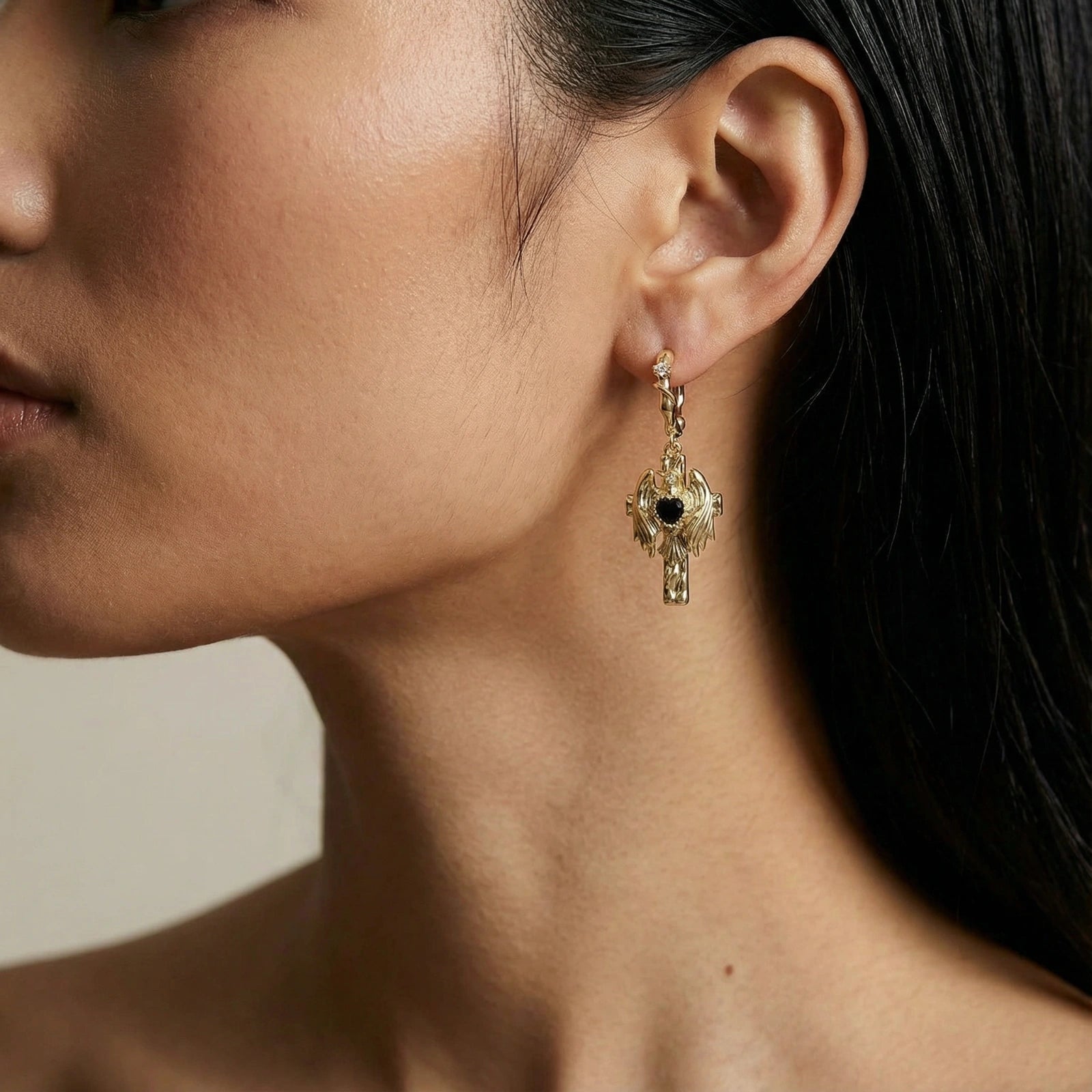Boucles d'Oreilles Pendantes Ailes d'Ange